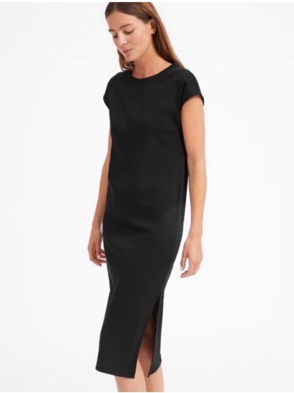 Everlane Black Midi Dress with Side Slit